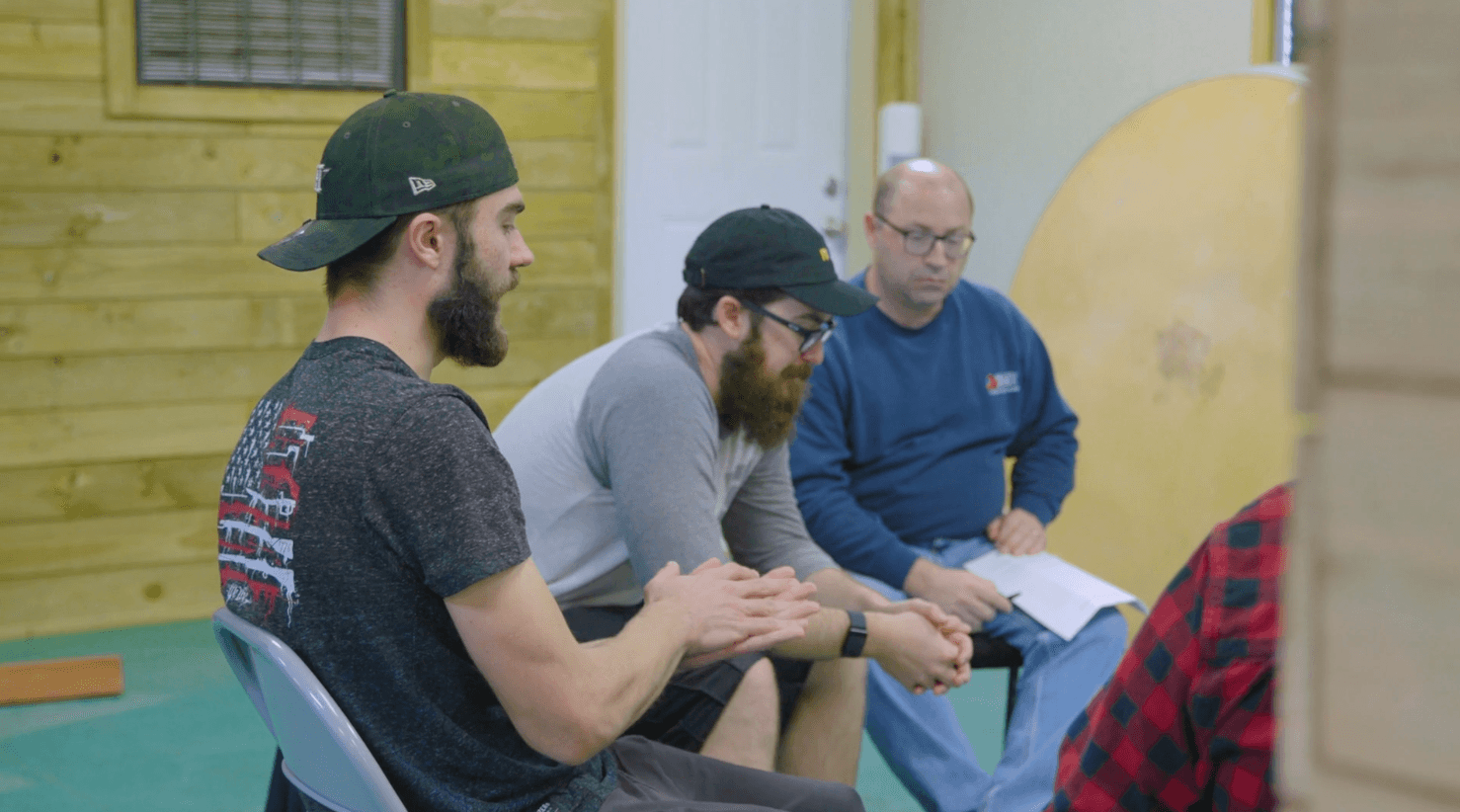 Men sitting and talking